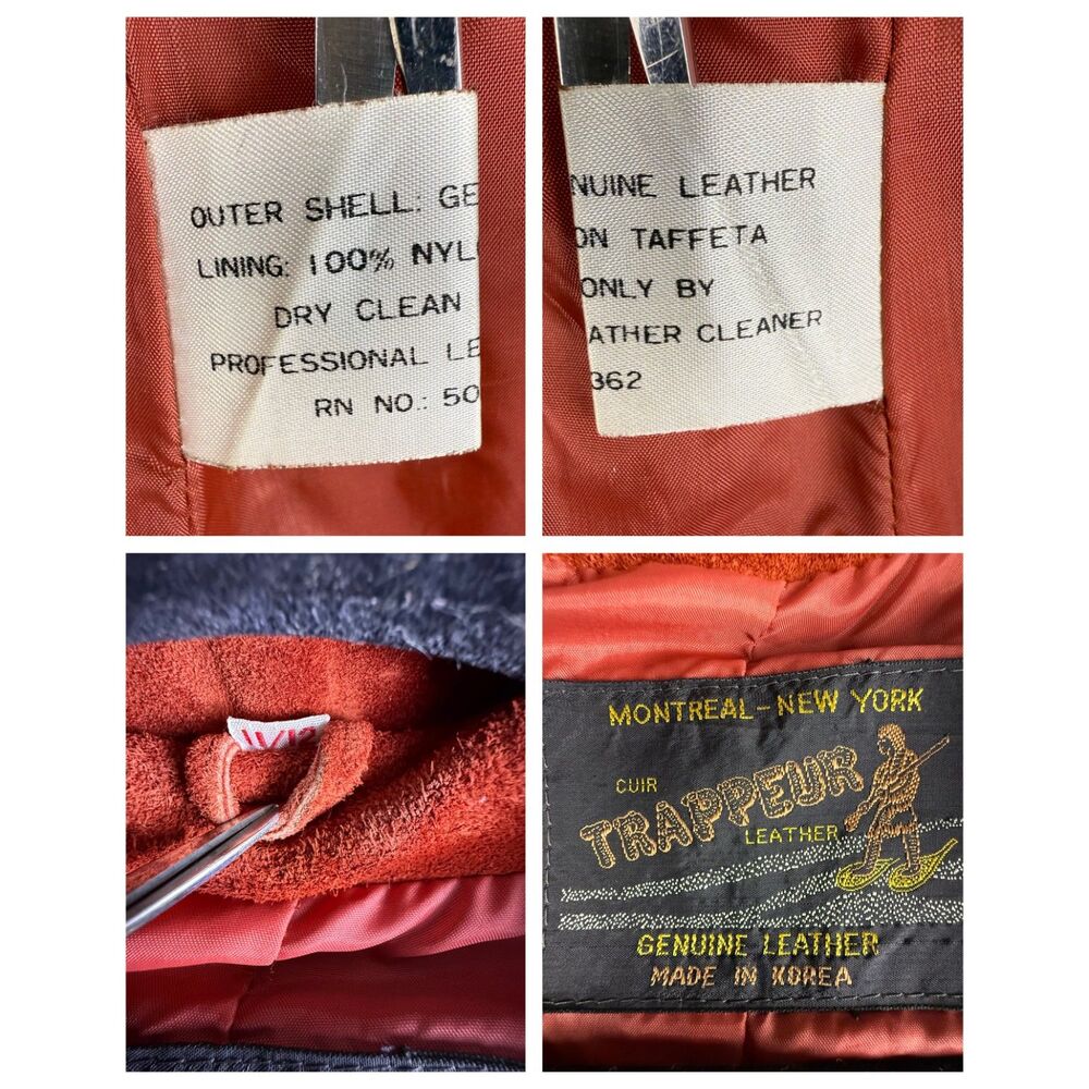 Vintage 70s Rust Orange Suede Leather Blazer Jacket Trappeur Korea - Picture 10 of 15